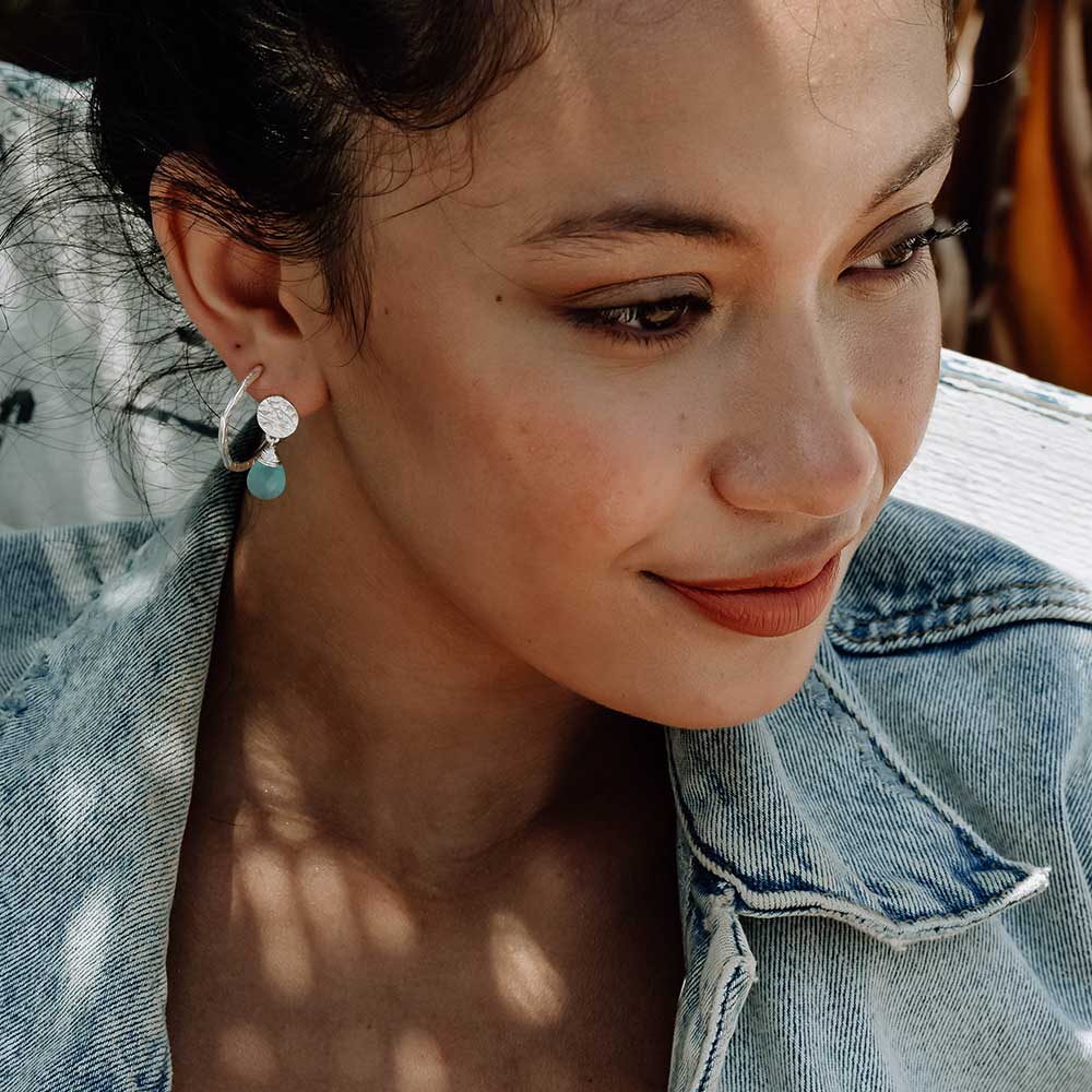 Classic Athena Kate Drop Earrings: Silver Labradorite