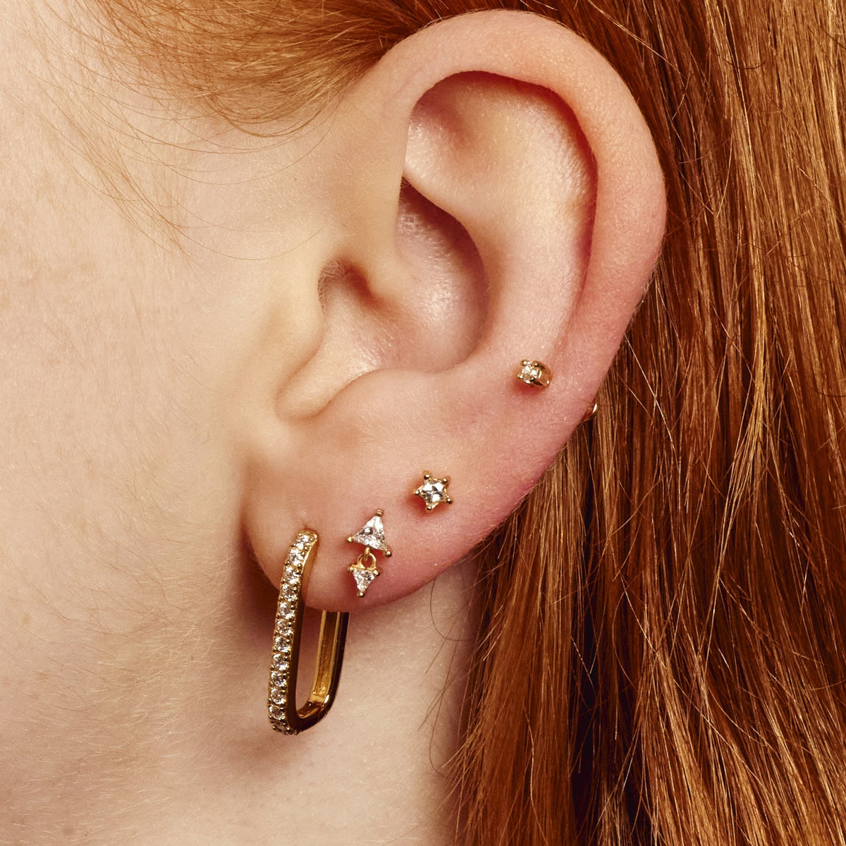 Diamond Drop Single Flat Back Ohrring