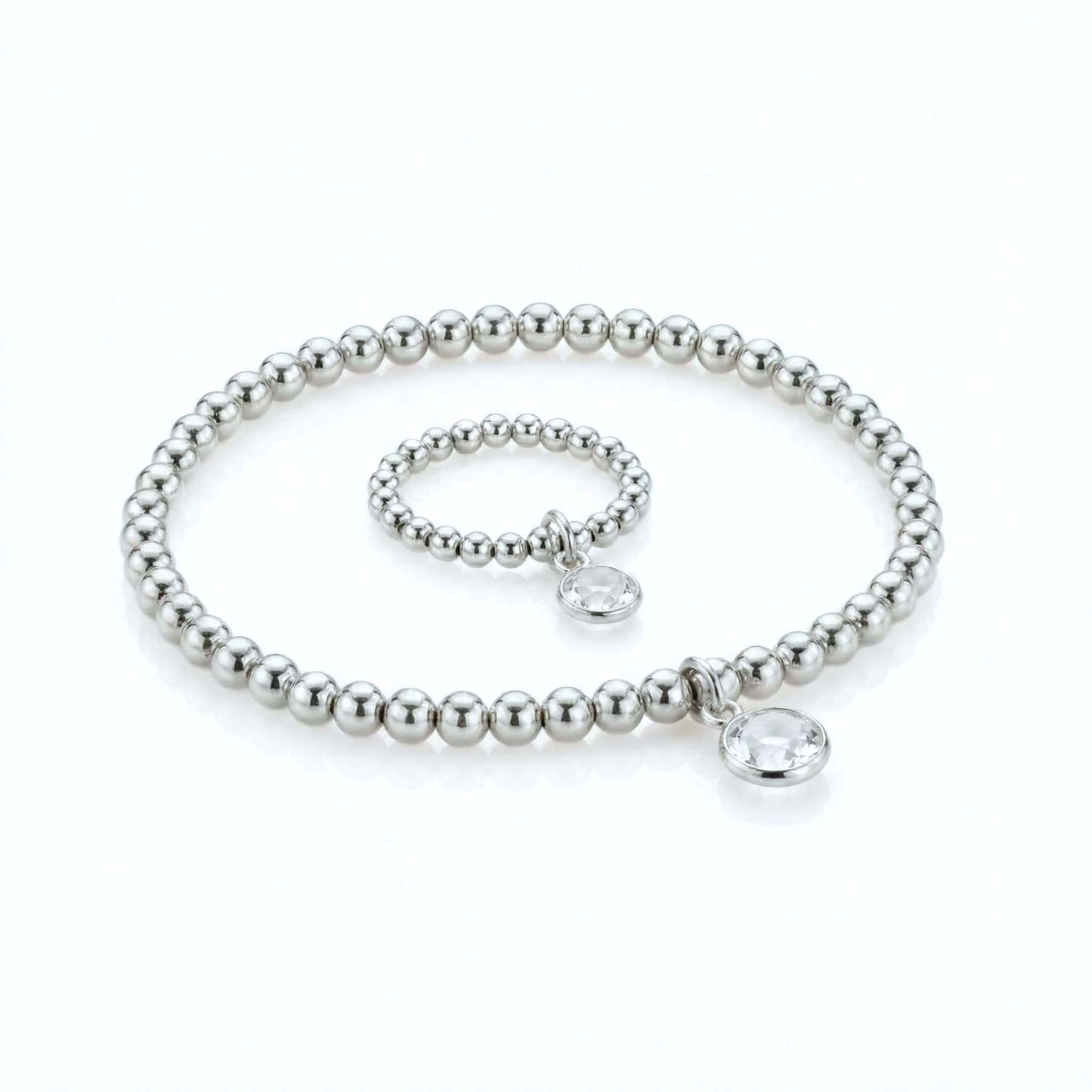 Conjunto de joyas de cuarzo transparente para abril