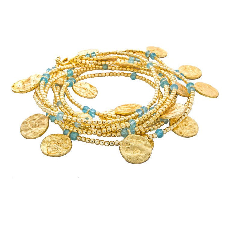 Cleo Long Coin Wrap Necklace: Apatite