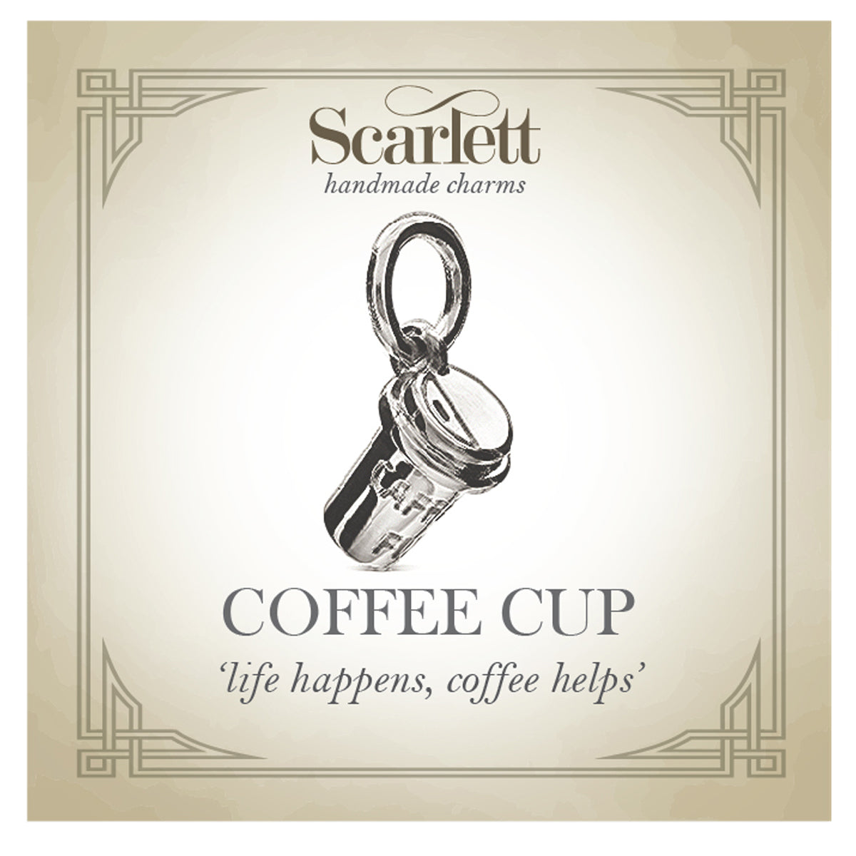 Coffee Cup Silver Charm