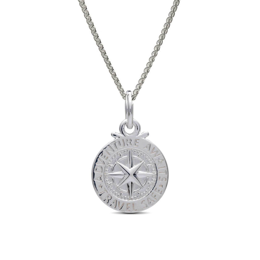 Travel Safe Compass Personalised Silver Charm