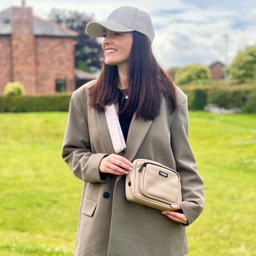 Crossbody Dog Walking Bag - Vegan Leather Tan