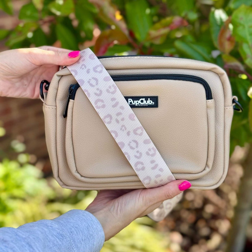 Crossbody Dog Walking Bag - Vegan Leather Tan