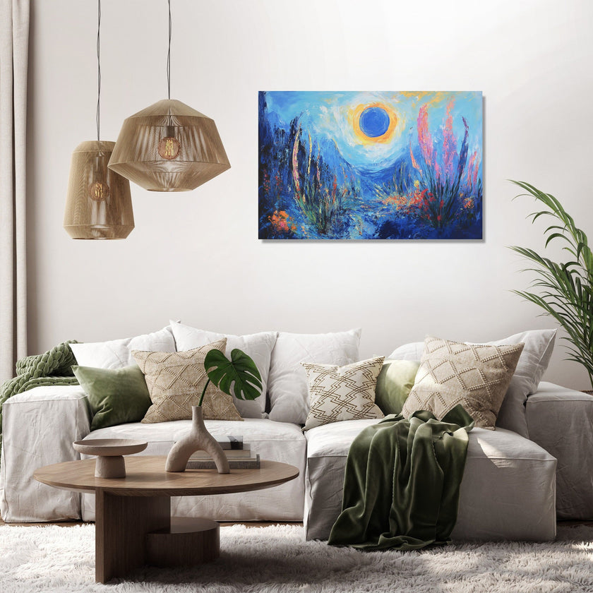 Blue Sun Landscape Canvas
