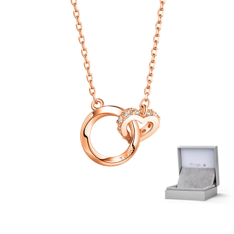 Collar Anillo de Plata de Ley 999 Mobius para Mujer, Regalo de San Valentín 520 para Novia