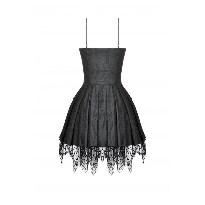 Dark in Love Mortalis Lace-Up Goth Dress in Black