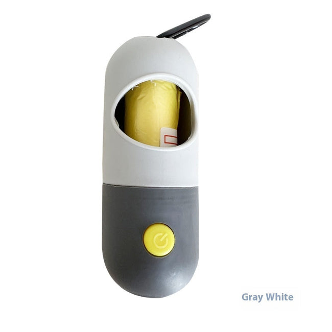Dispensador de bolsas para excrementos de mascotas con luz LED para perros y gatos, recogedor de heces de perro, bolsas de residuos, dispensadores de bolsas, accesorios de limpieza para mascotas