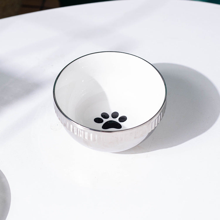 Cuenco de cerámica para perros pequeños con boca oblicua, antideslizante