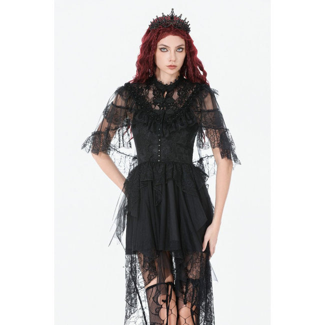 Dark in Love Morwenna Gothic Lace Ruffle Capelet