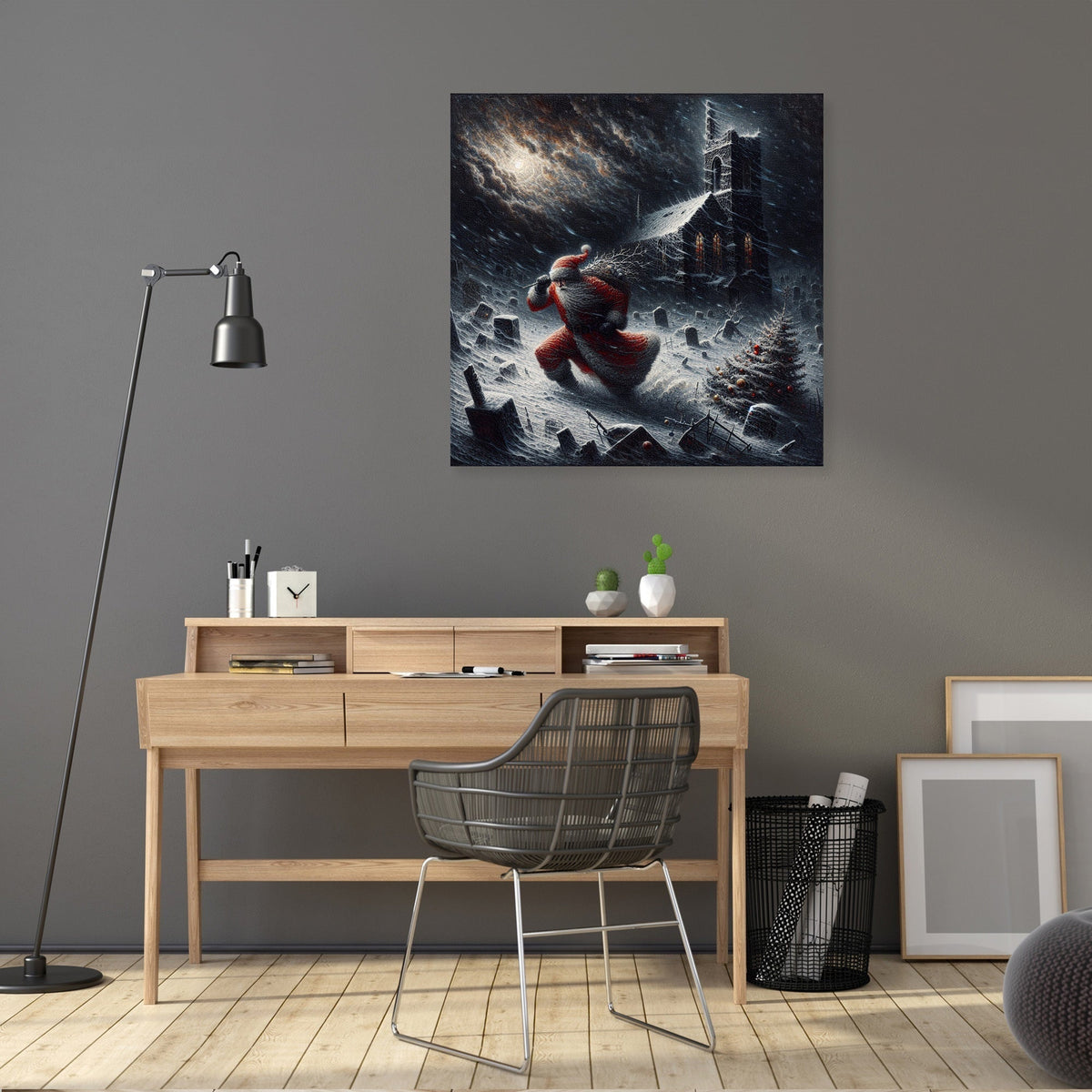 Resilient Santa's Stormy Christmas Canvas