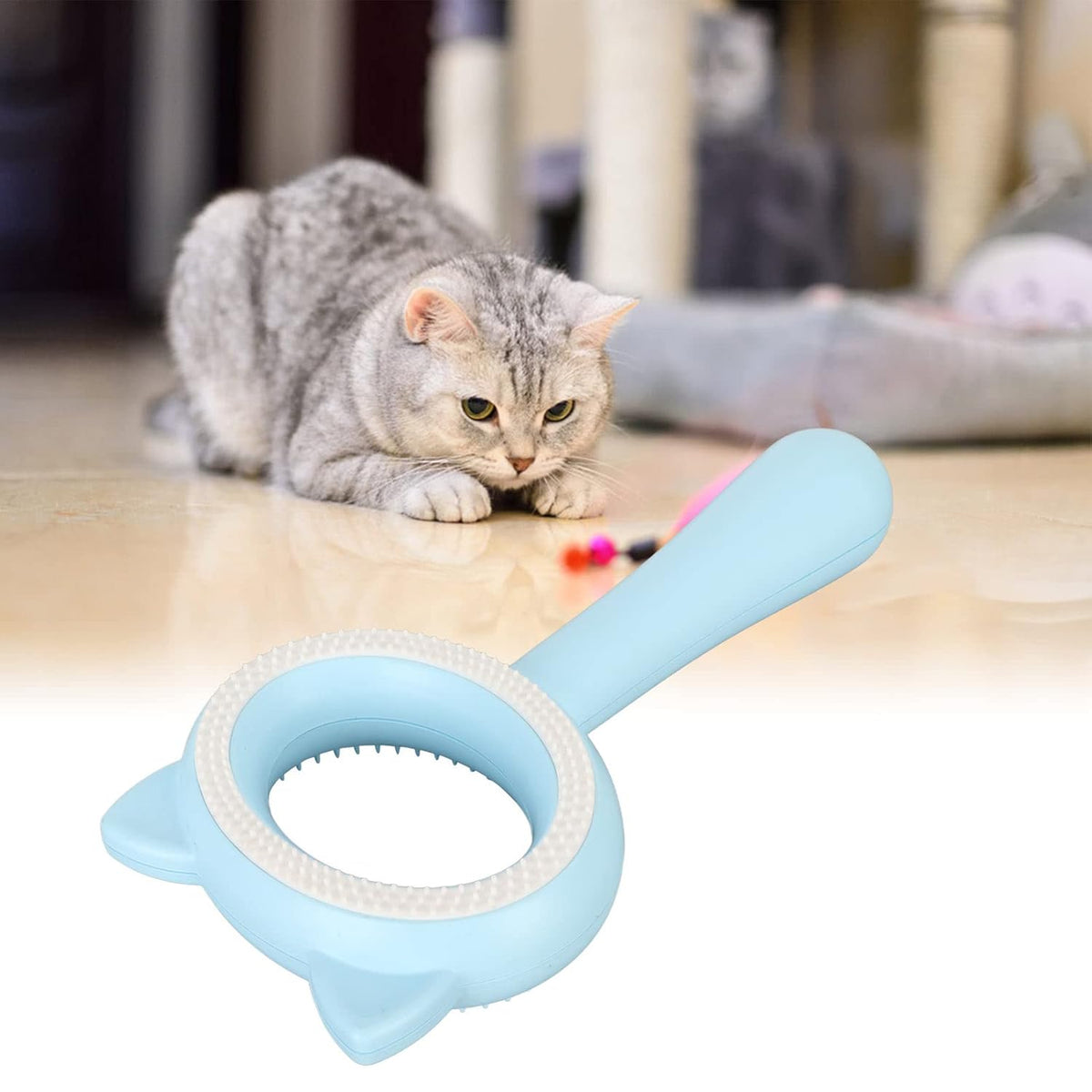 Cepillo para mascotas de doble cara, peine de masaje para muda, limpieza rápida, mango cómodo para gatos, perros y mascotas