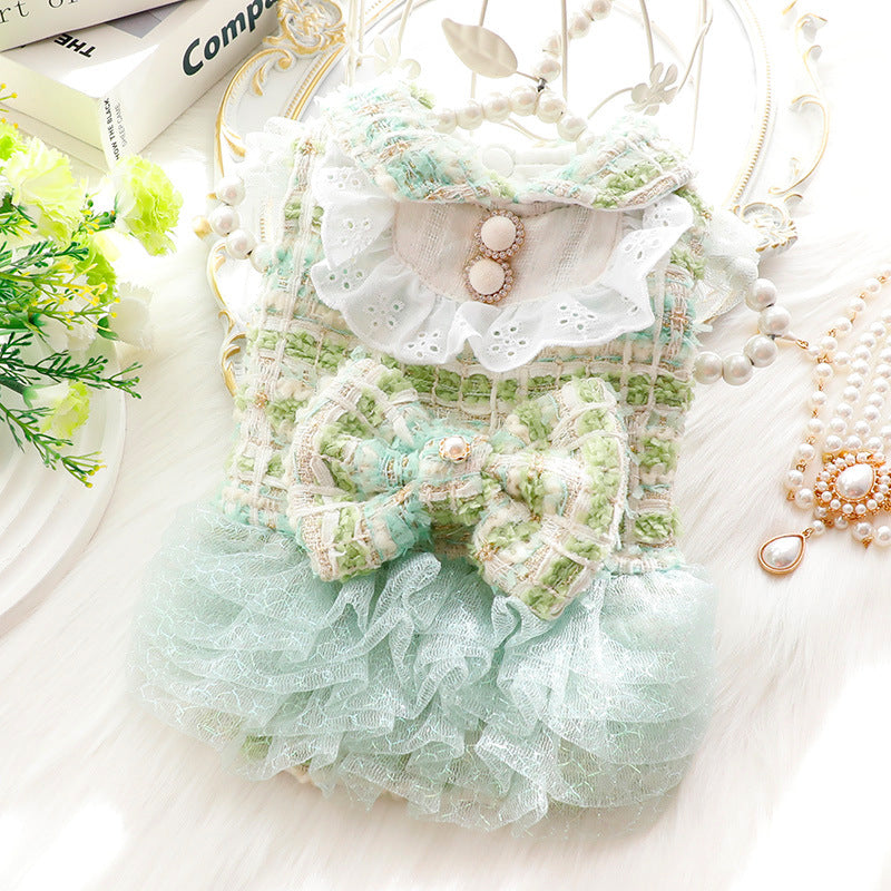 Dog Clothes Cat Princess Skirt Small Fragrant Wind Pengpeng Gauze Skirt Small Dog