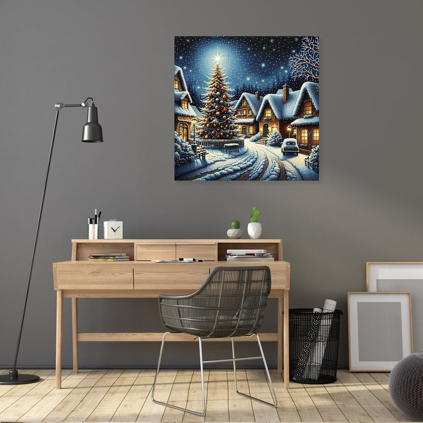Winter's Melancholy Village Canvas