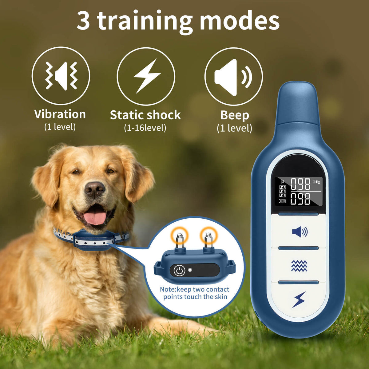 Entrenador de perros con vibración y descarga eléctrica de control remoto para adiestramiento de mascotas