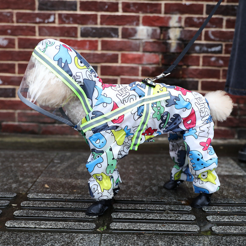 Dog Raincoat Teddy Bag Belly Four-legged Waterproof