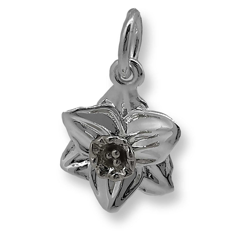Daffodil Flower Silver Charm