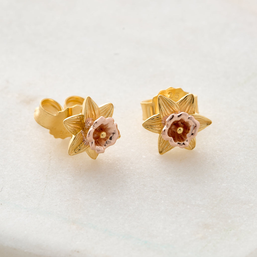 Daffodil Gold Vermeil Silver Studs