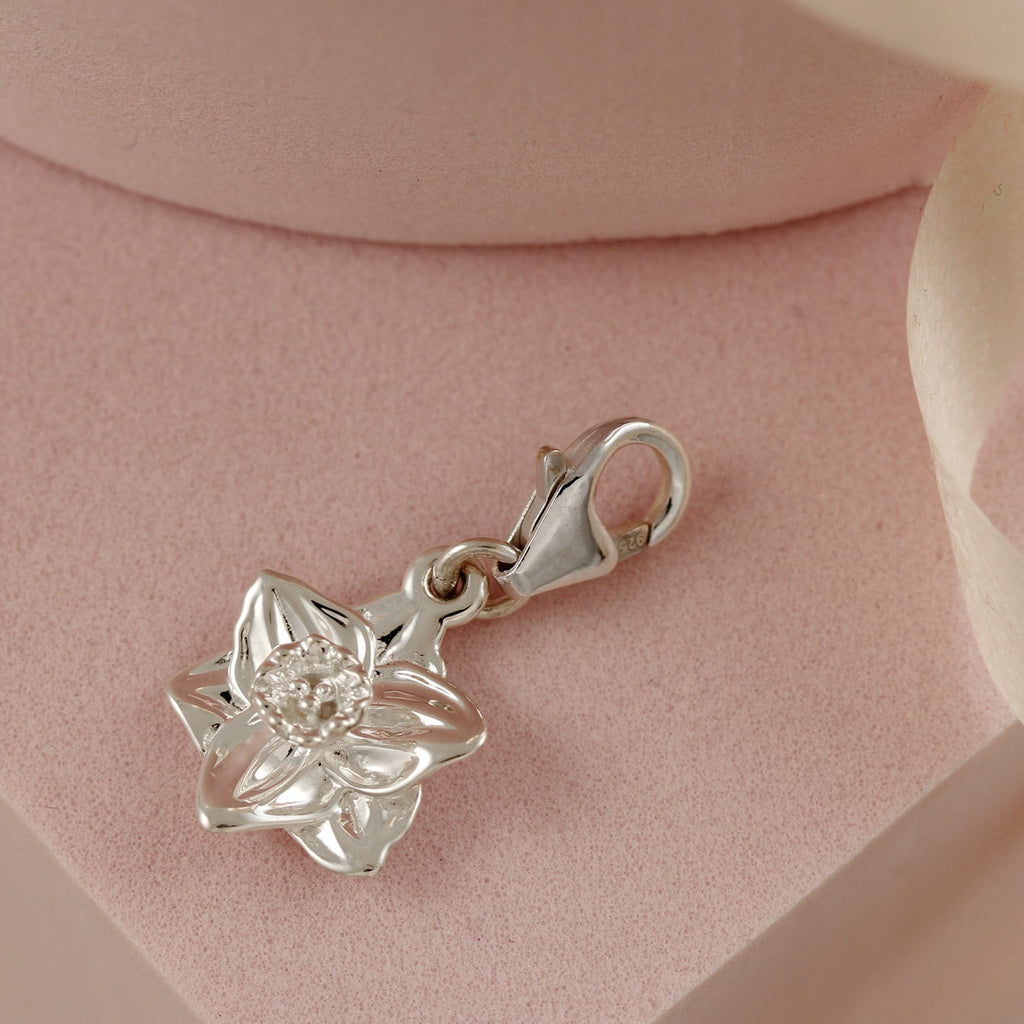 Daffodil Flower Silver Charm