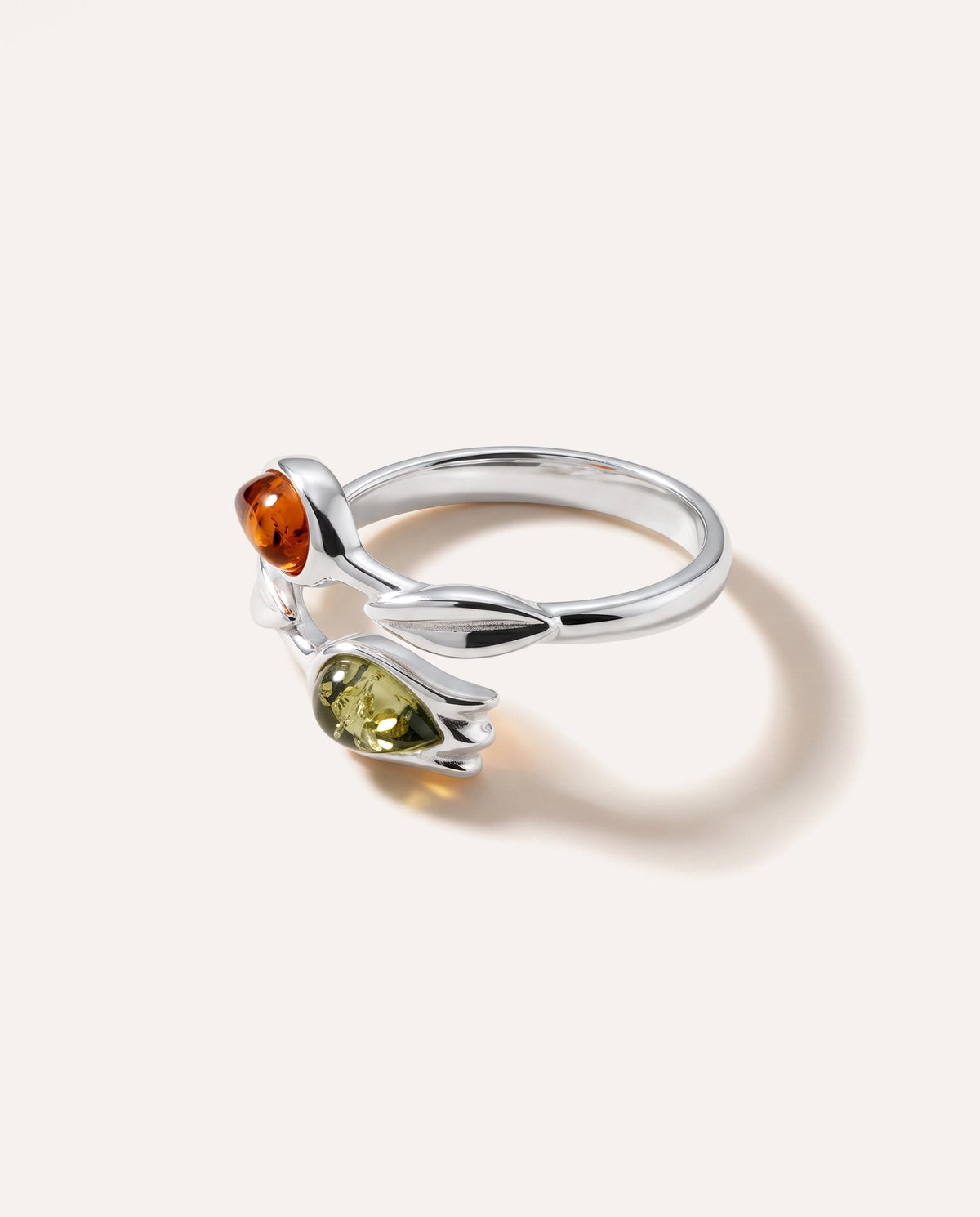 Two Tone Amber Tulip Ring