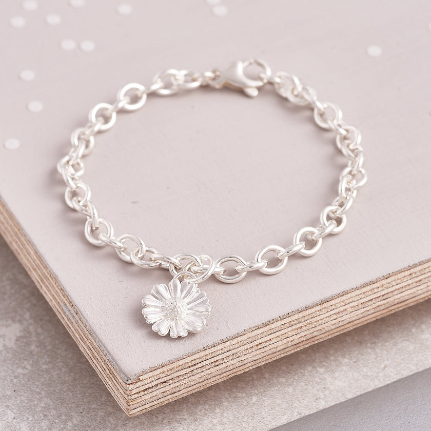 Daisy Flower Silver Charm