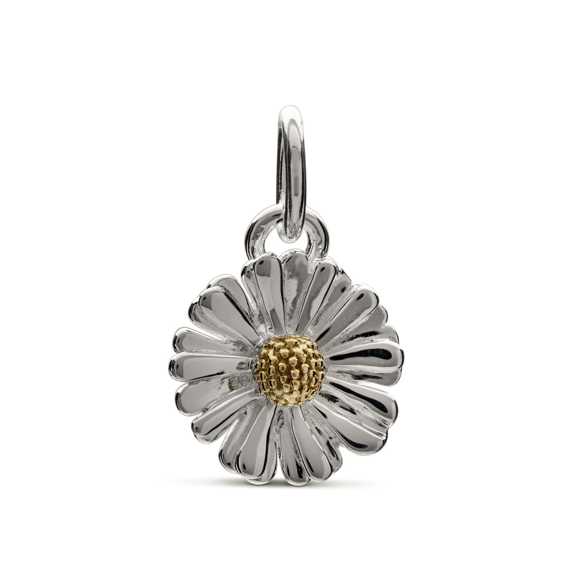 Daisy Flower Silver & Solid Gold Charm