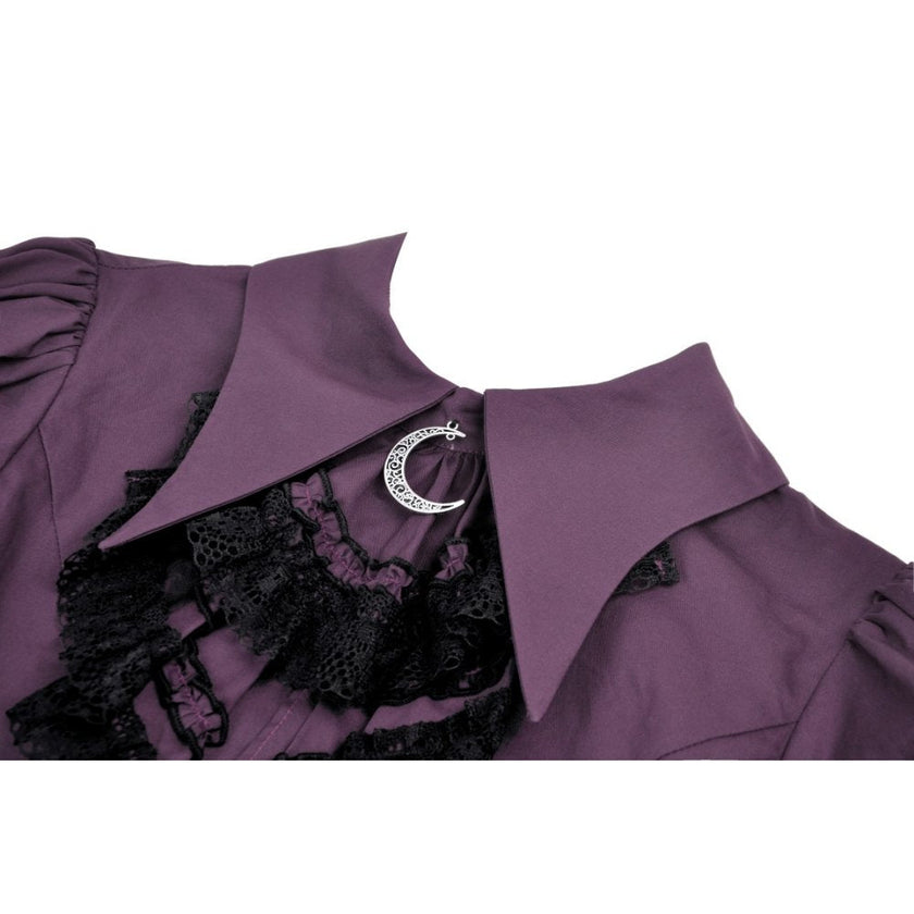 Dark in Love Druantia Puff Sleeve Blouse - Deep Purple
