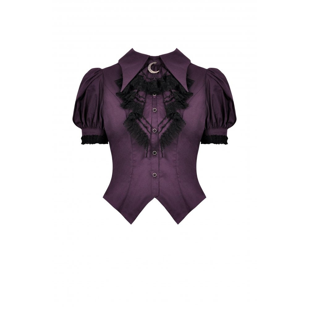 Dark in Love Druantia Puff Sleeve Blouse - Deep Purple