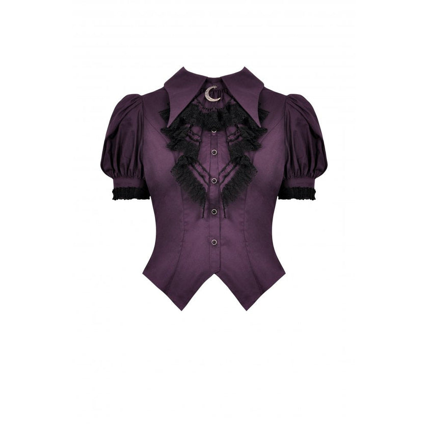 Dark in Love Druantia Puff Sleeve Blouse - Deep Purple