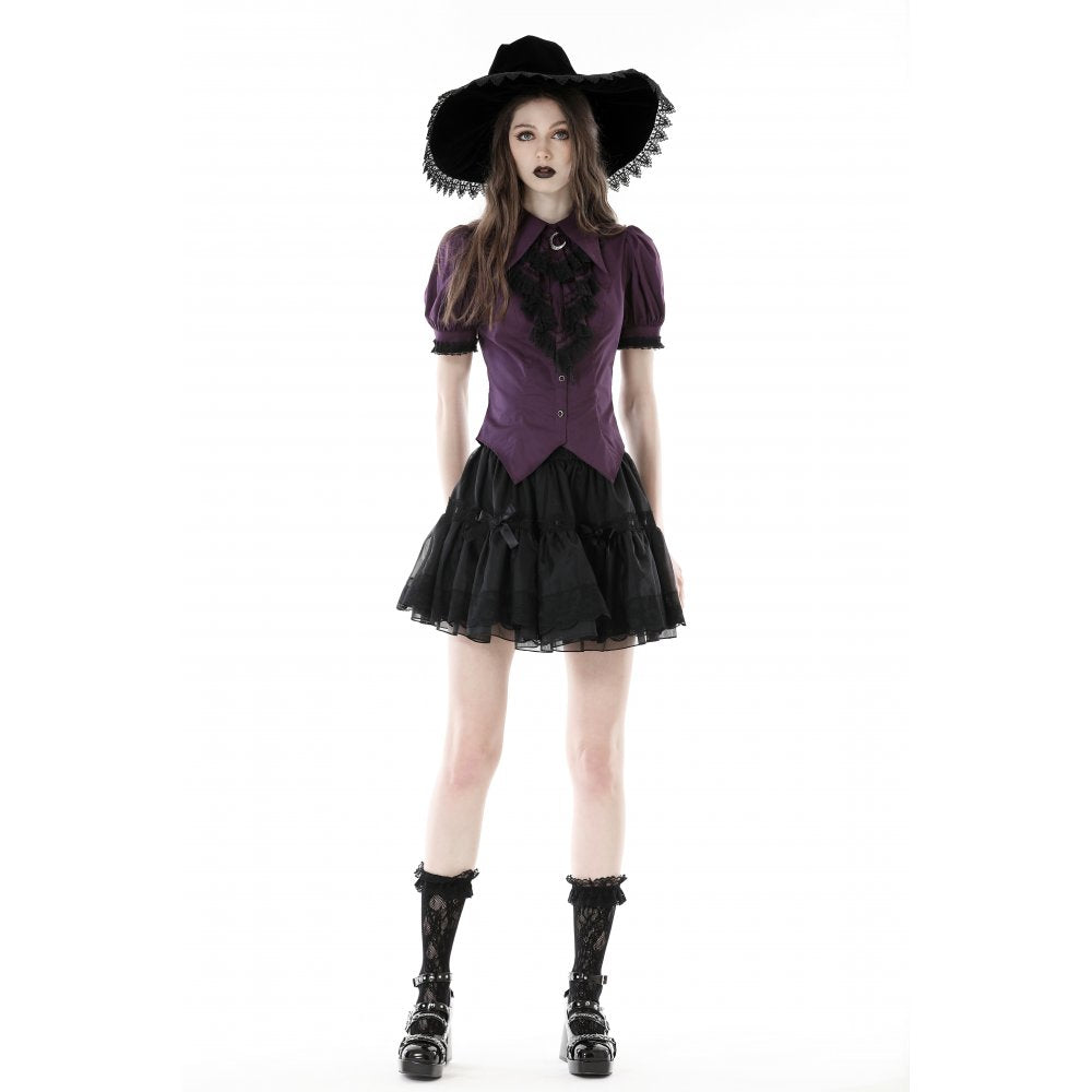 Dark in Love Druantia Puff Sleeve Blouse - Deep Purple