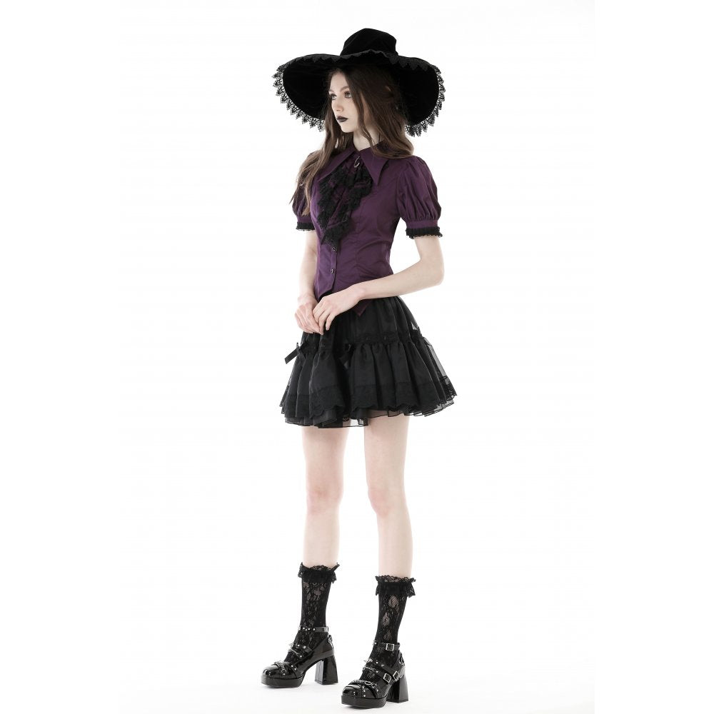 Dark in Love Druantia Puff Sleeve Blouse - Deep Purple