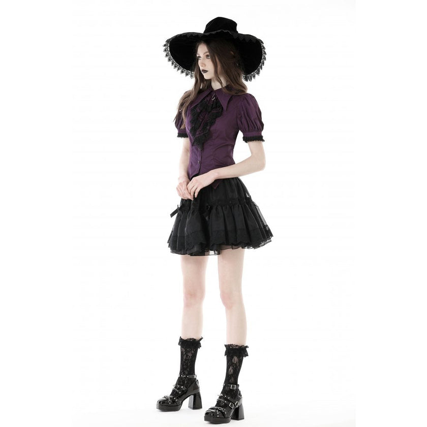 Dark in Love Druantia Puff Sleeve Blouse - Deep Purple