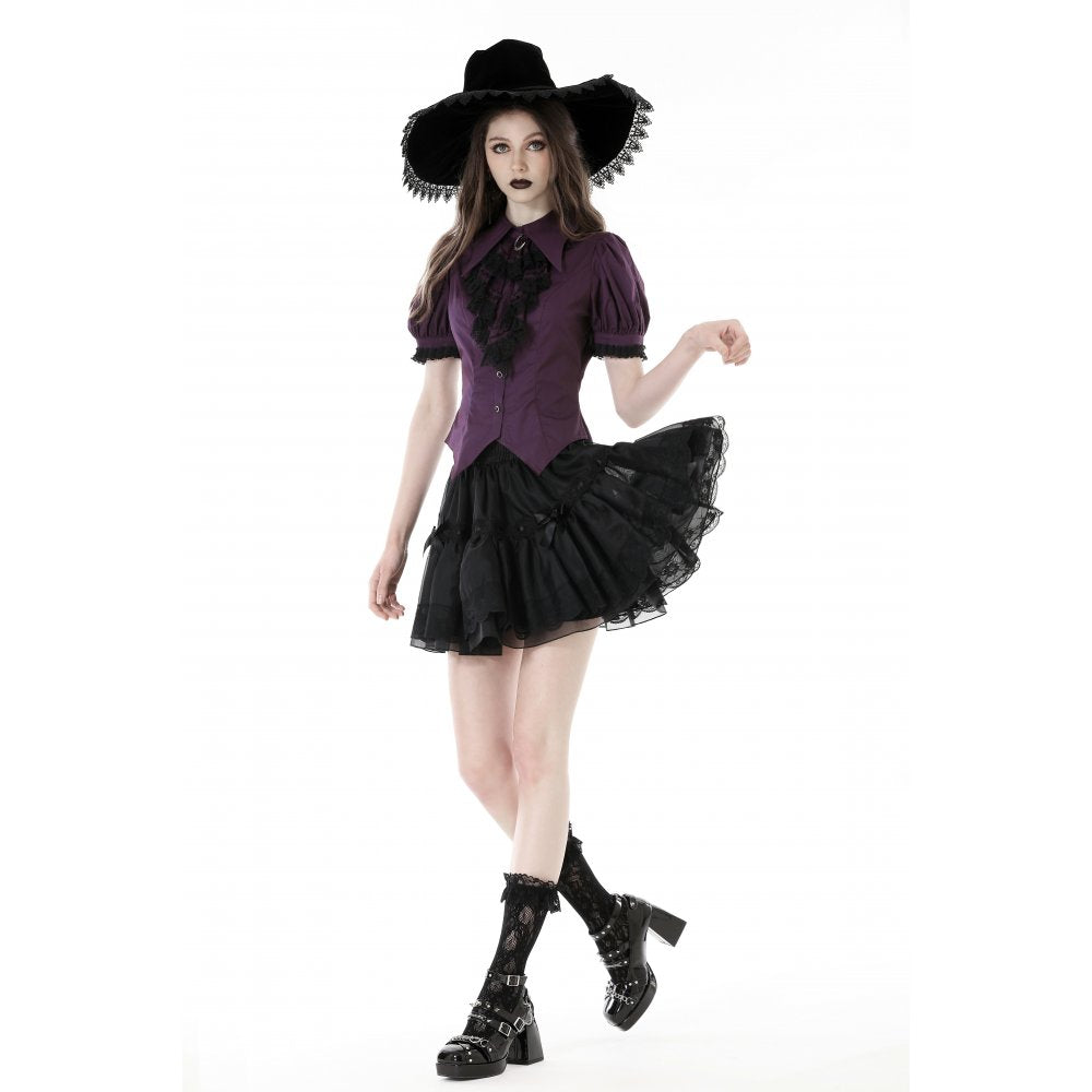 Dark in Love Druantia Puff Sleeve Blouse - Deep Purple