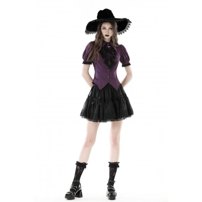 Dark in Love Druantia Puff Sleeve Blouse - Deep Purple