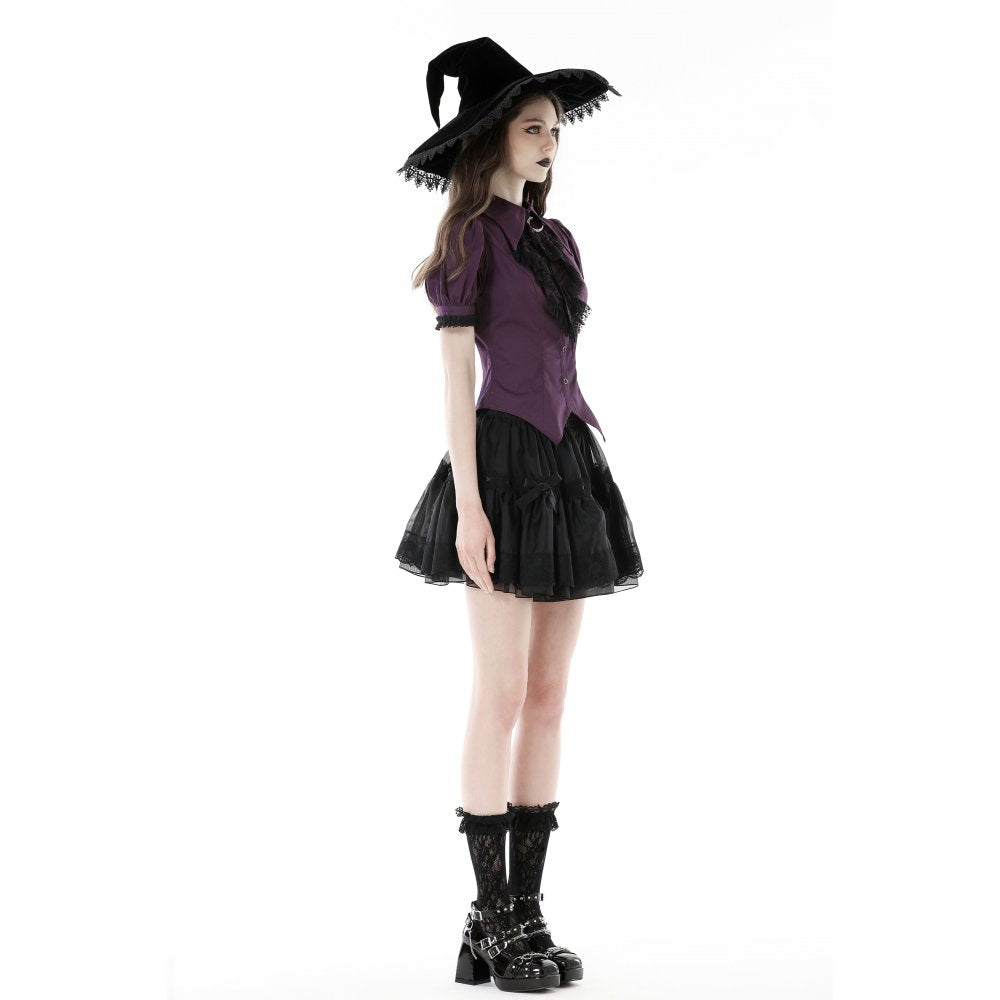 Dark in Love Druantia Puff Sleeve Blouse - Deep Purple