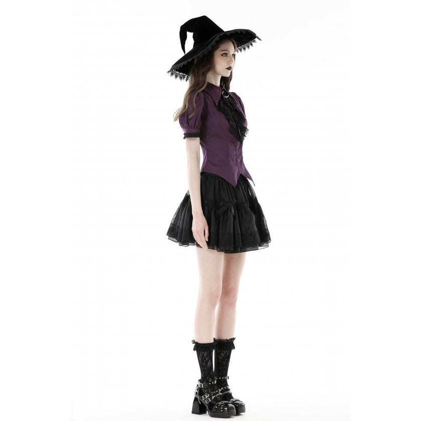 Dark in Love Druantia Puff Sleeve Blouse - Deep Purple