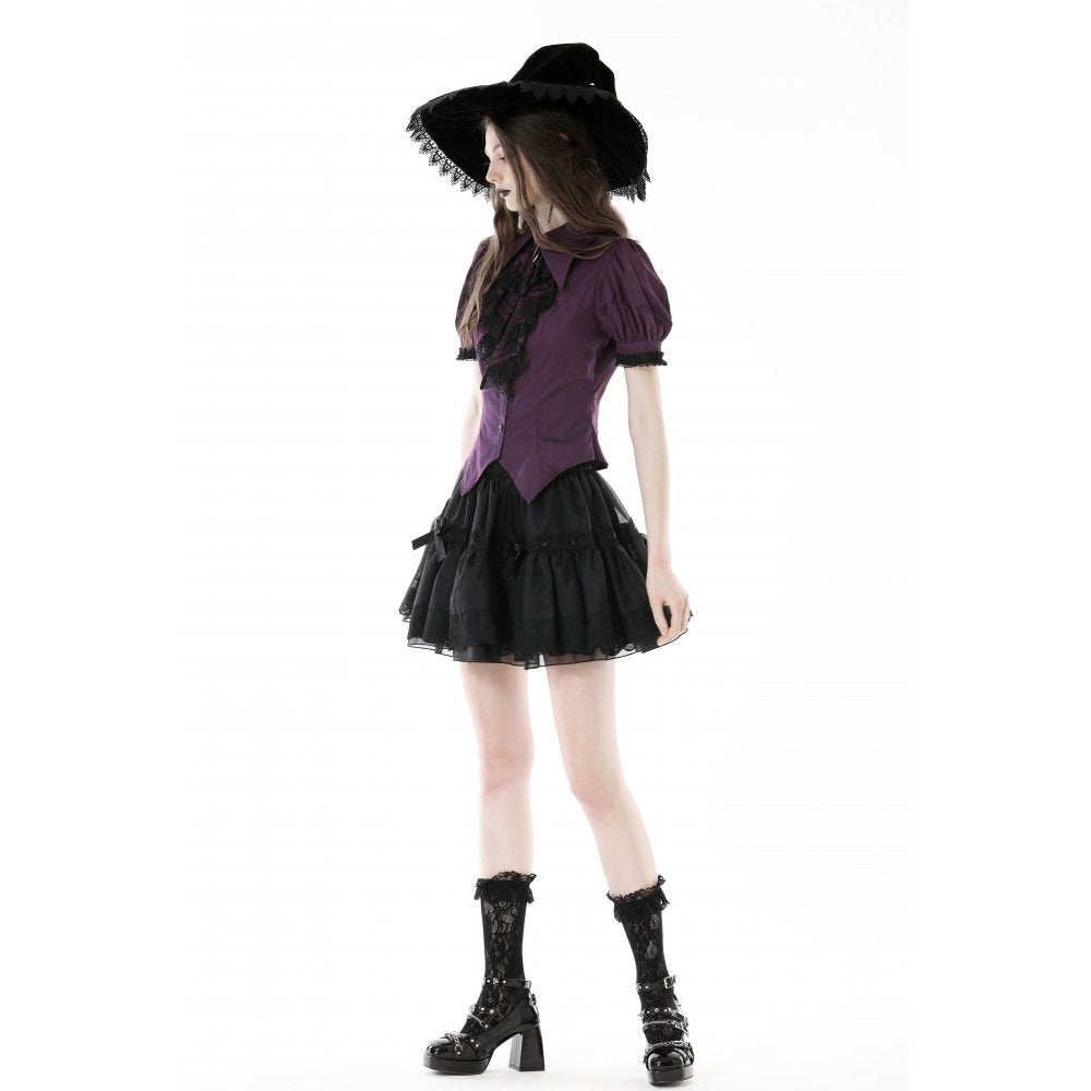 Dark in Love Druantia Puff Sleeve Blouse - Deep Purple