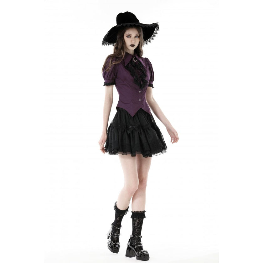 Dark in Love Druantia Puff Sleeve Blouse - Deep Purple