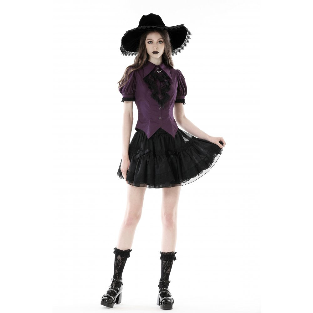 Dark in Love Druantia Puff Sleeve Blouse - Deep Purple