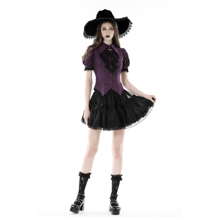 Dark in Love Druantia Puff Sleeve Blouse - Deep Purple