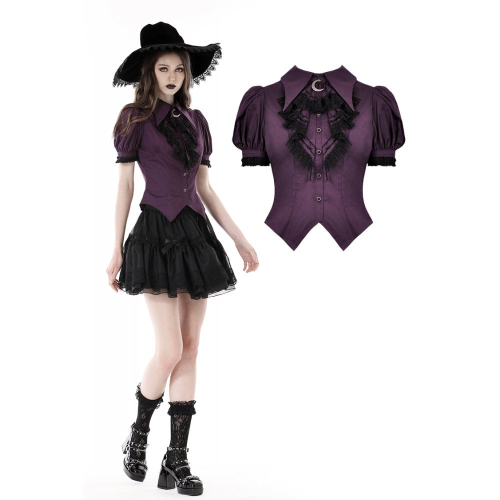 Dark in Love Druantia Puff Sleeve Blouse - Deep Purple