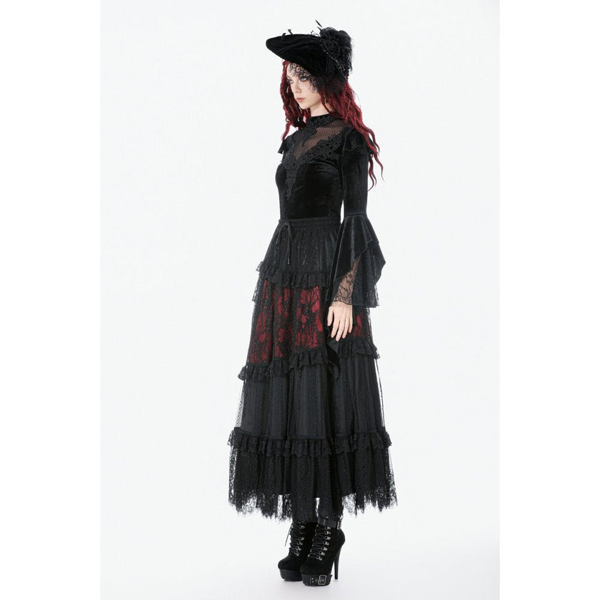 Dark in Love Gothic Velvet Lace High-Neck Top