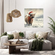 Highland Christmas Cow Watercolour Canvas