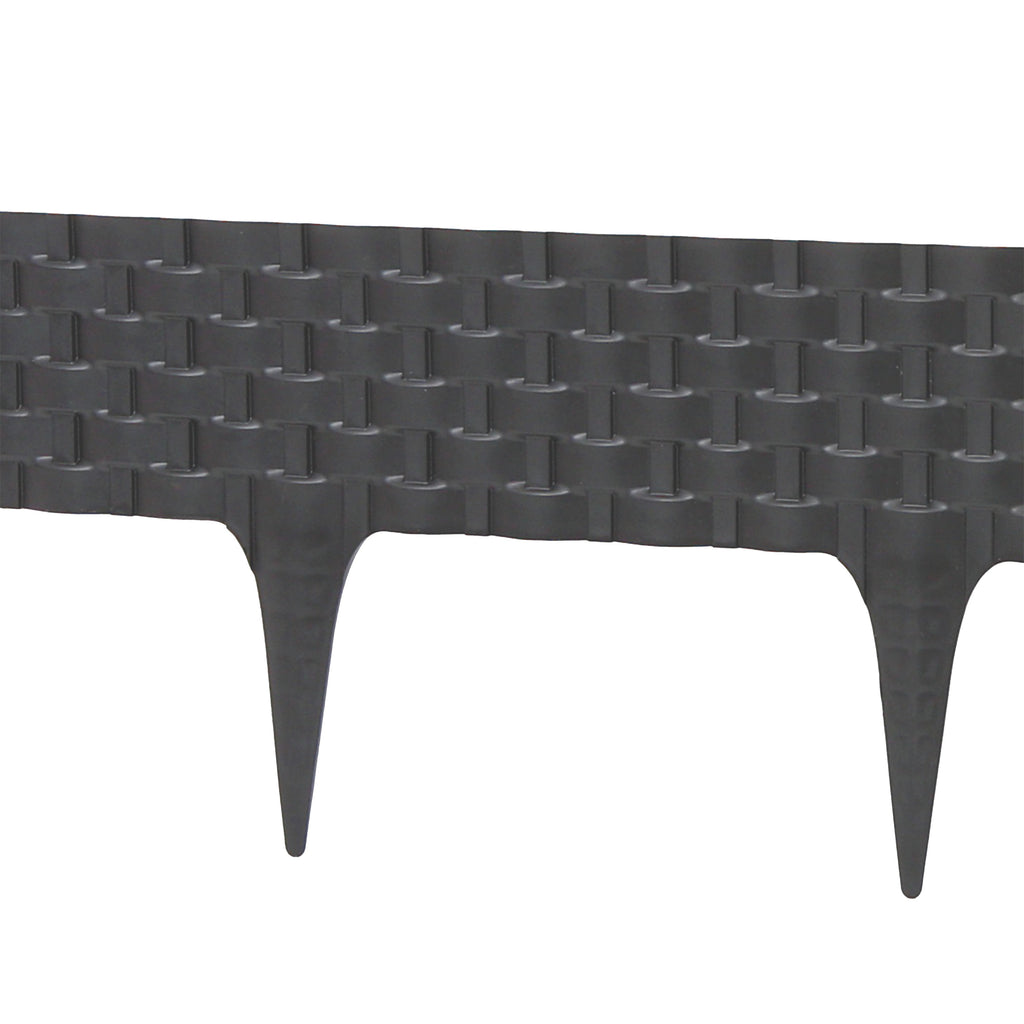 Lawn Edging, Plastic Palisade Rattan Effect, 2.4m, Deep Grey