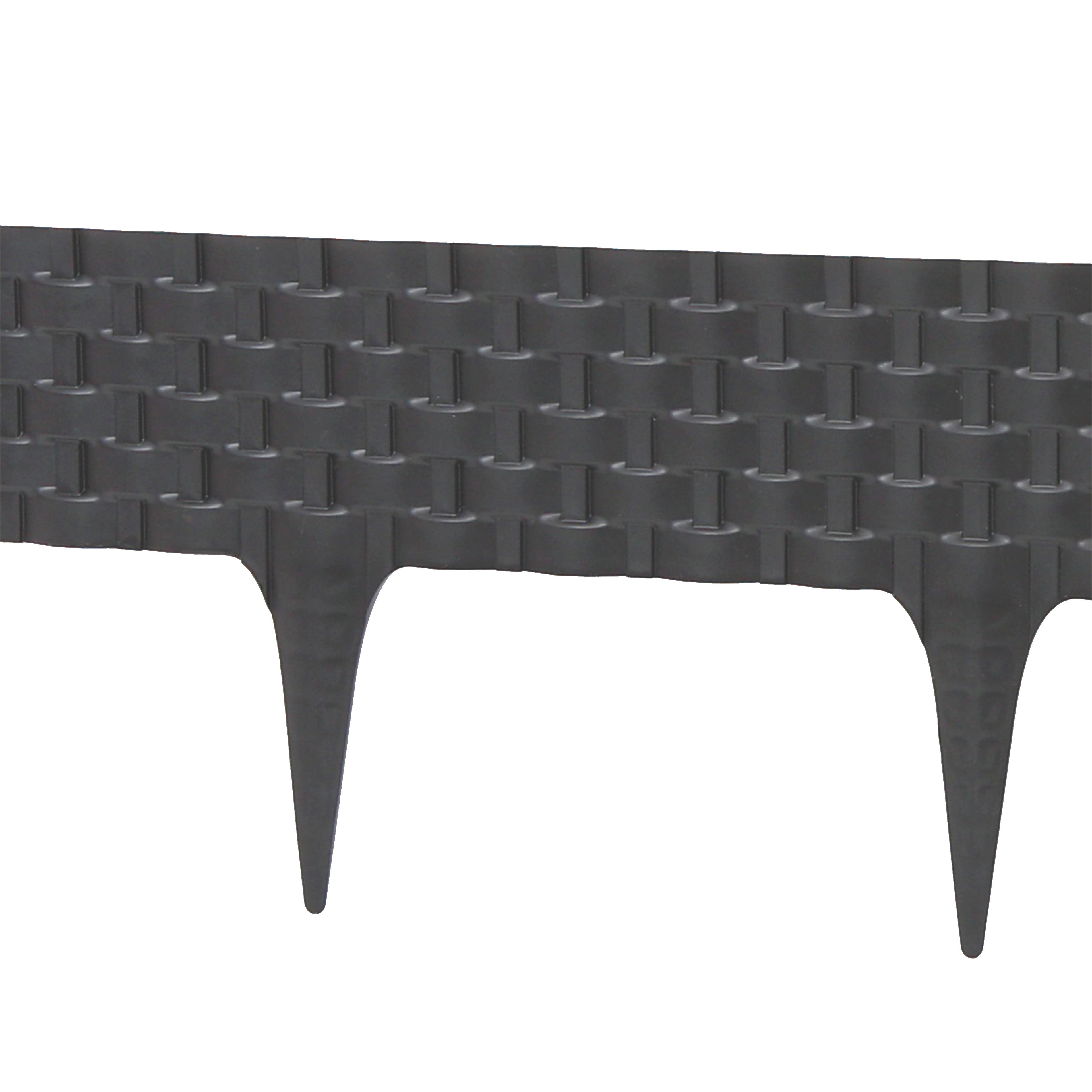 Lawn Edging, Plastic Palisade Rattan Effect, 2.4m, Deep Grey
