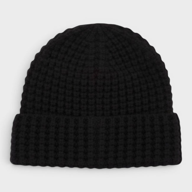 Bonnet en tricot gaufré noir