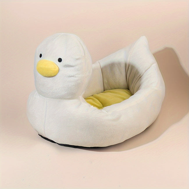Entenform Flauschiges Bequemes Haustierbett Sofa Geeignet Für Kleine Hunde Weiches Polyester Material Einzigartiges Musterdesign Vier Jahreszeiten Komfortabler Schlafplatz Für Katzen Und Welpen