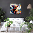 Vibrant Highland Cow Abstract Canvas