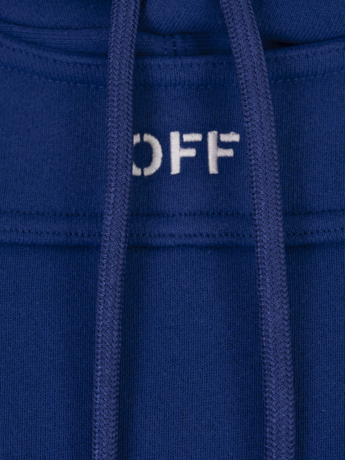 Off Stamp Round Crop Hoodie Blue