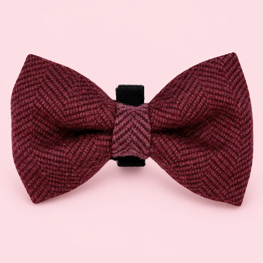 Dog Bow Tie - Berry Tweed